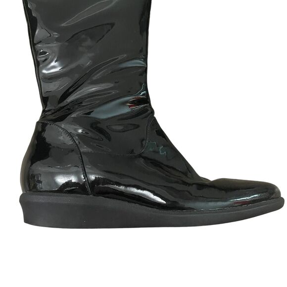 COLE HAAN Boots Women’s 6B Glossy Black Patent Leather Waterproof Tall - Picture 6 of 8